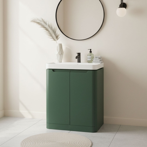 Freedom 605mm 2 Door Floor Standing Basin Unit - Matt Sage Green