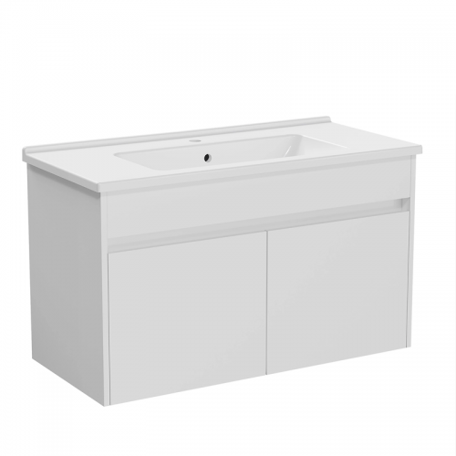 VitrA S50+ 100 cm with Doors Unit & Washbasin White High Gloss