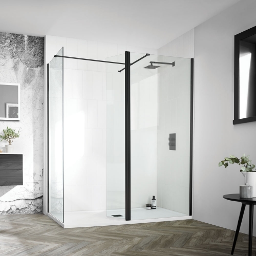 8mm Framed Wetroom Panel Including Black Profile