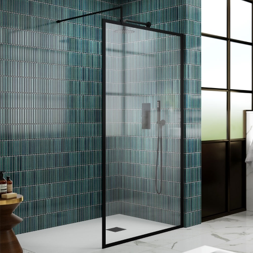 1200mm Full Outer Frame Wetroom Screen - Black - V-WETFRBB1812
