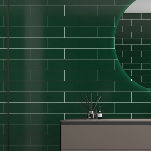 Fibo Urban - 2.4m x 0.6m Wall Panel - Bottle Green (Metro Brick) - Pack Of 2