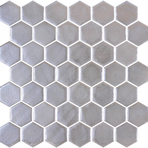 Hex XL Natureglass New Argent 28.6 x 28.4cm Mosaic Sheet
