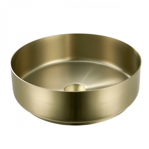 Voda Design Premium Metal Stainless Steel 400mm Round Countertop Basin - Brushed Brass