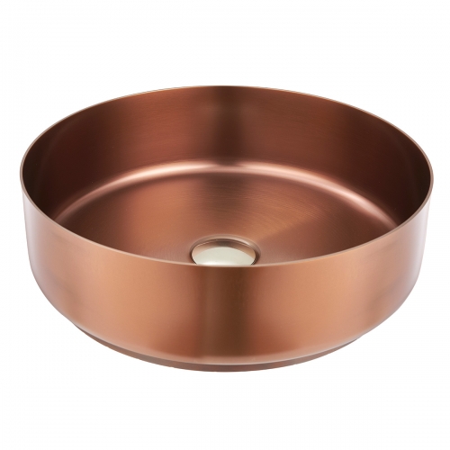 Voda Design Premium Metal Stainless Steel 400mm Round Countertop Basin - Brushed Bronze