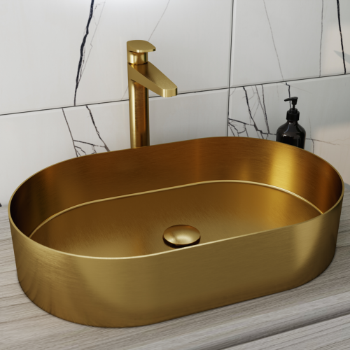 RAK Ingot Oval Countertop Basin Includes Matching Waste Gold