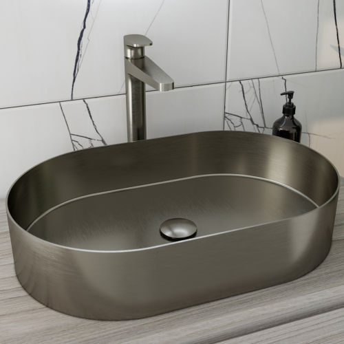 RAK Ingot Oval Countertop Basin Includes Matching Waste Nickel