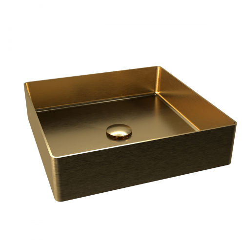 RAK Ingot Square Countertop Basin Includes Matching Waste Gold