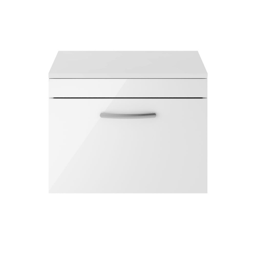 600mm WH Single Drawer Vanity & Worktop - Gloss White (KOS002)