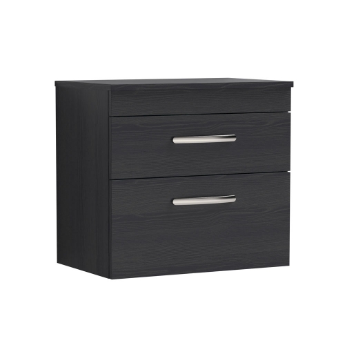600mm WH 2-Drawer Vanity & Worktop - Charcoal Black (KOS004)