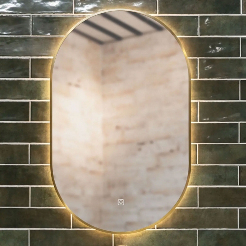 Brass Frame 800mm x 500mm LED Mirror with Colour Change