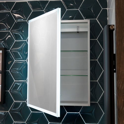 LED Mirror Cabinet 700 x 500mm Single Door Demister and Shaver