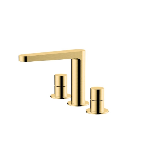 Rak Petit Round 3 Hole Basin Mixer Gold