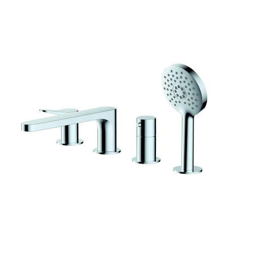 Rak Petit Round 4 Hole Bath/Shower Mixer Gld