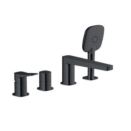Rak Petit SQ 4 Hole Bath/Shower Mixer Black