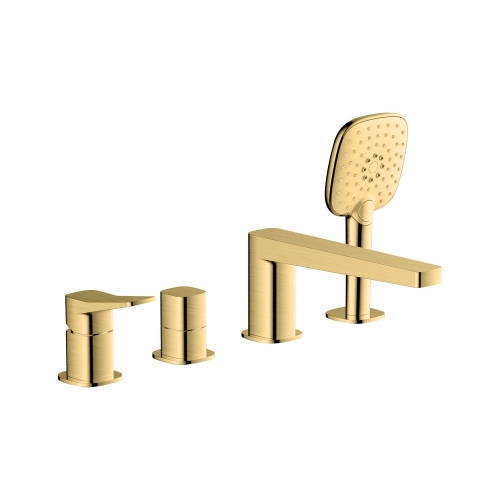 Rak Petit SQ 4 Hole Bath/Shower Mixer Gold