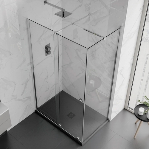1200mm 8mm Sliding Door Enclosure With Side Panel - Rolla 8 Aquadart