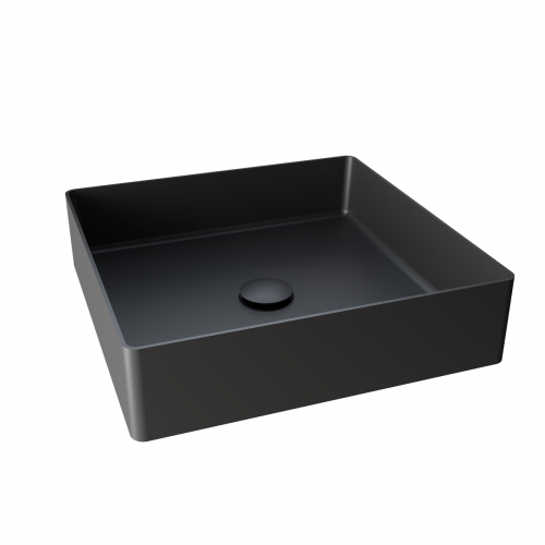RAK Ingot Square Countertop Basin Includes Matching Waste Black