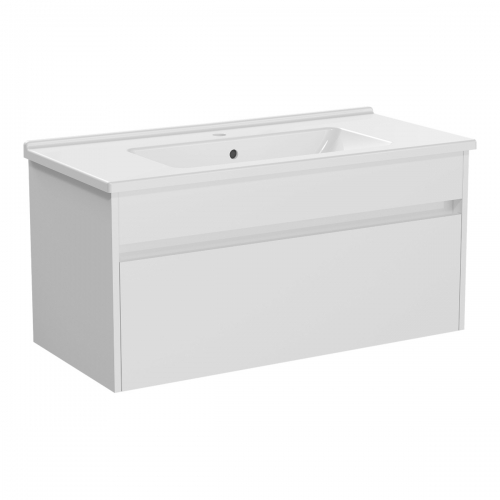 VitrA S50+ 100 cm 1 Drawer Unit & Washbasin White High Gloss