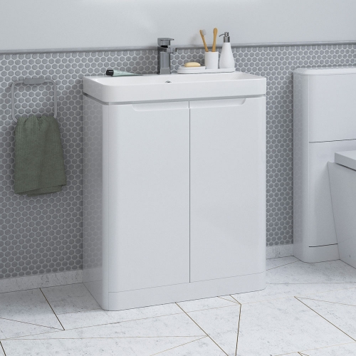 Freedom 605mm 2 Door Floor Standing Basin Unit - White Gloss