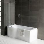 Arley Kurv2 P-Shape Shower Bath, Front Panel & Screen